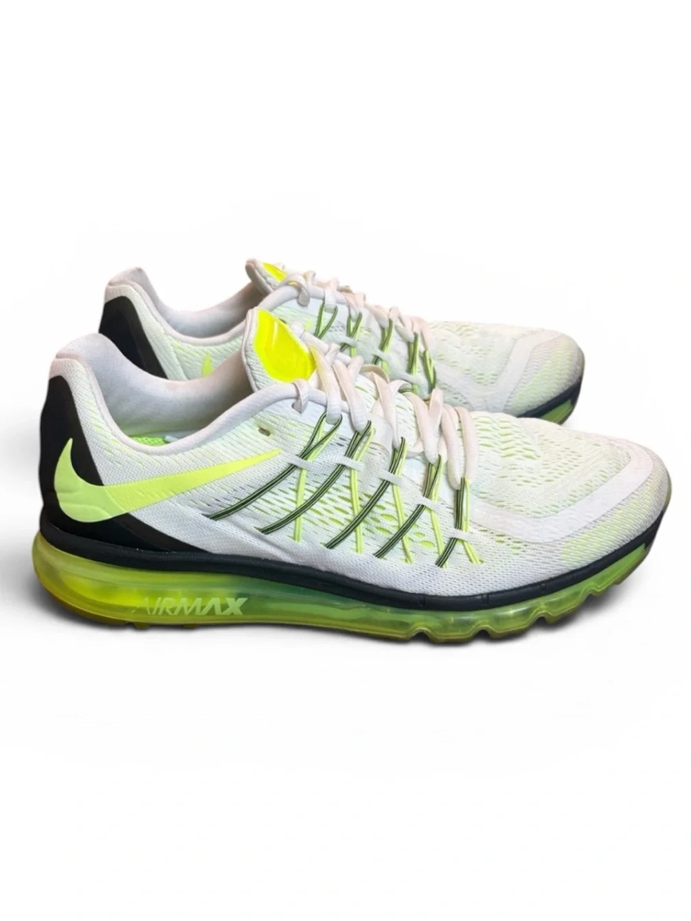 Nike Air Max Running Shoes Men’s 11 White Volt Sneakers 698902-107